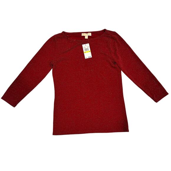 Michael Kors Tops - MICHAEL Michael Kors Cinnabar Metallic Sparkle Knit Top 3/4 Sleeve Size M NWT